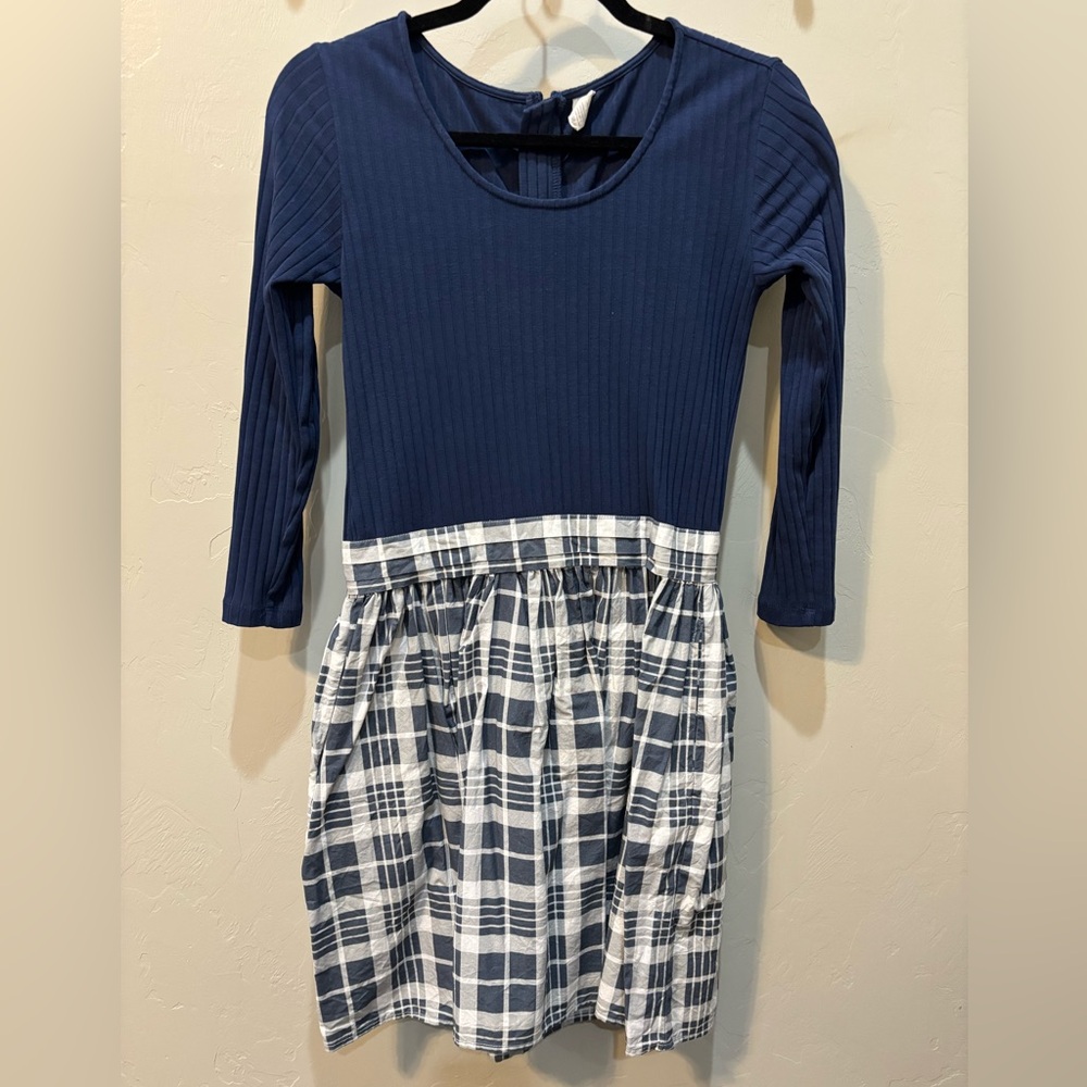 Kate Quinn | Navy & White Plaid Women’s Dress | Cotton Rib & Gauze | VGUC | XS